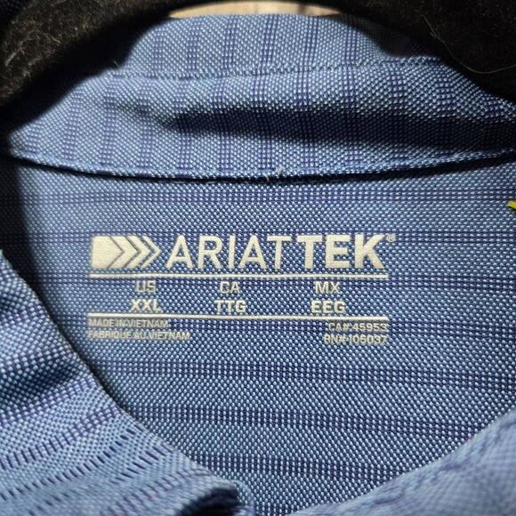 Ariat Tek Blue Stripe Lightweight Polo Shirt - Picture 4 of 5